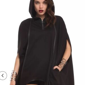 RARE Maleficent Hot Topic Black Hooded Cape Jacket Small Medium